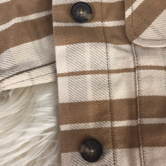 🆕EVERLANE *NWT*🆕 Plaid SHACKET CAMEL & IVORY size XXS - Picture 8 of 9